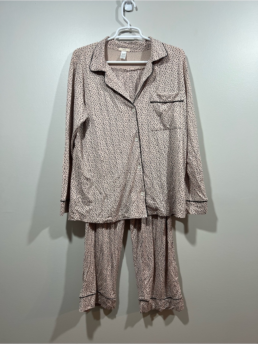 Eberjey Women’s Tan Polka Dot Long Sleeve Pants Pajama Set Small
